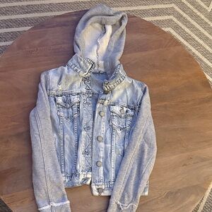 Aeropostale Blue Denim Jacket with Gray Hoodie